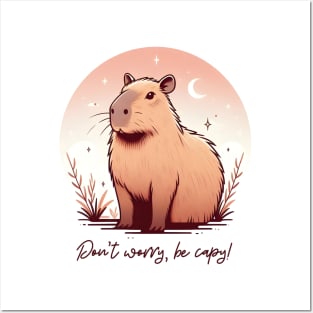 Don't Worry, Be Capy capybara Posters and Art